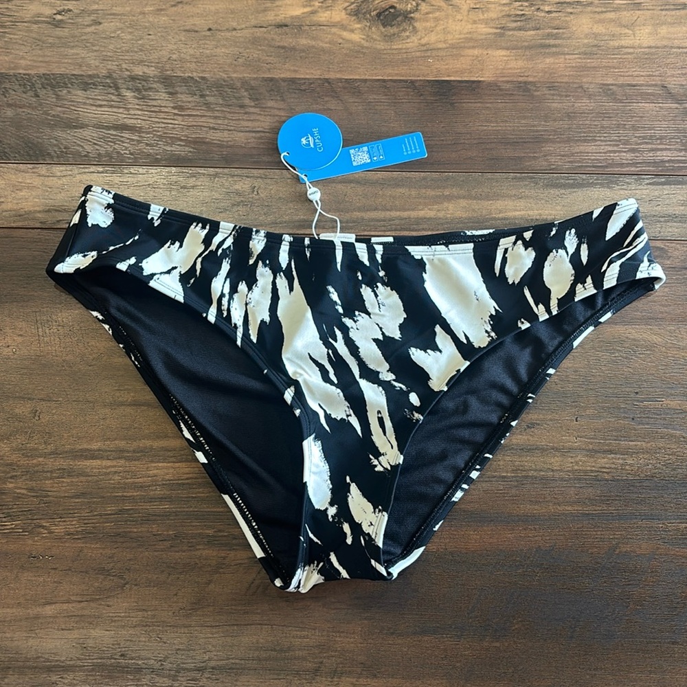 Cupshe Black White Bikini Bottoms Size Large NWT
